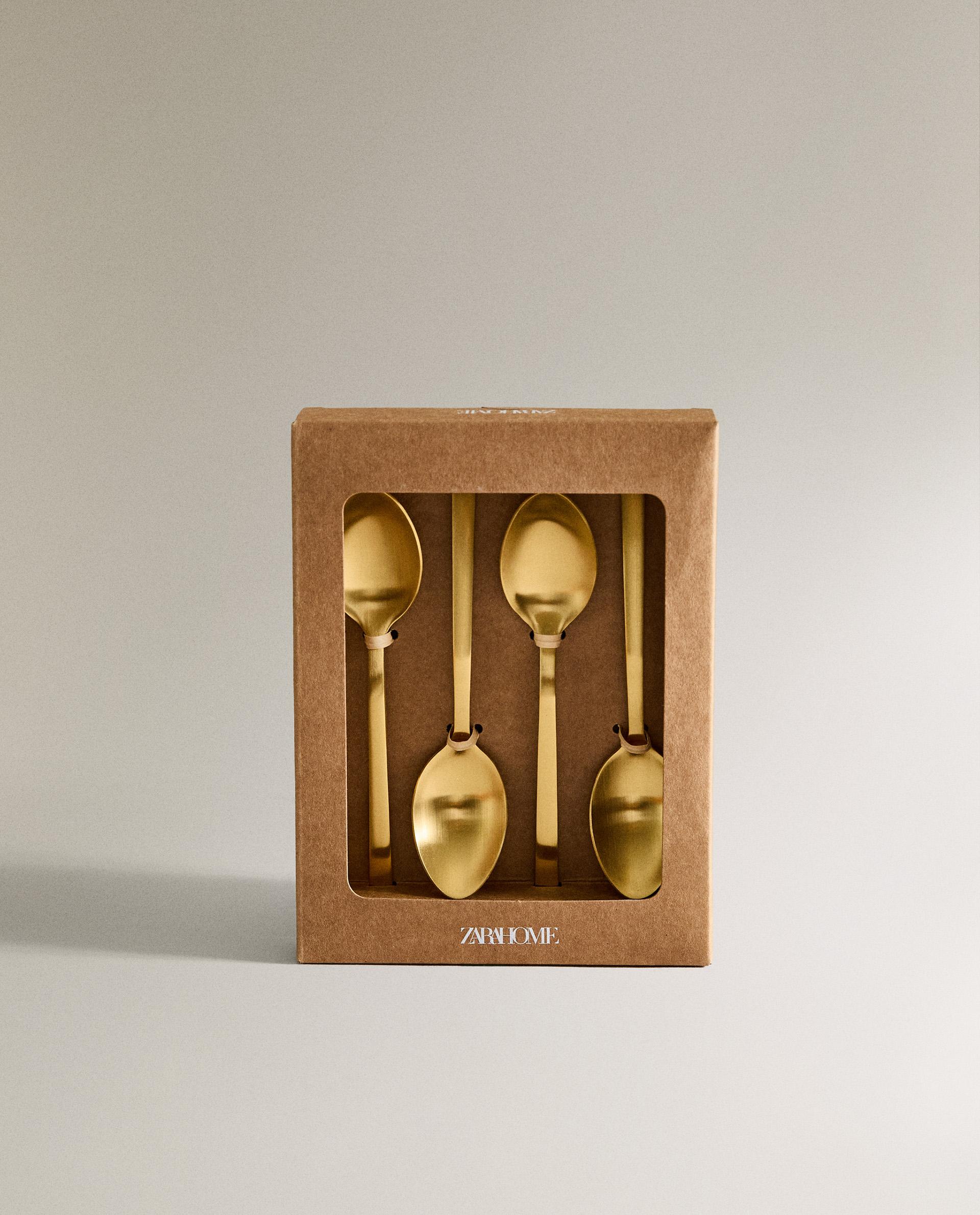 PACK OF GOLDEN STEEL DESSERT SPOONS (PACK OF 4)