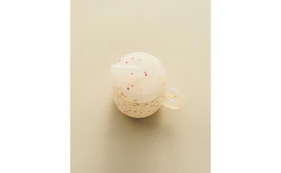 SILIKON-KINDERBECHER MIT STROHHALM UND KONFETTI