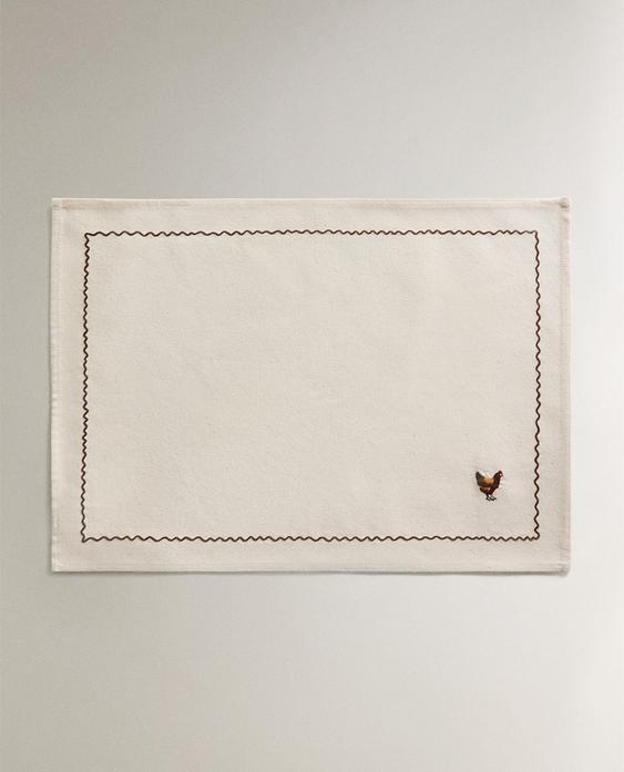 TOVAGLIETTA AMERICANA COTONE RICAMATO GALLINA