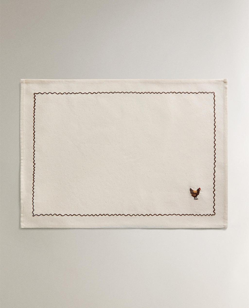 COTTON PLACEMAT WITH HEM EMBROIDERY