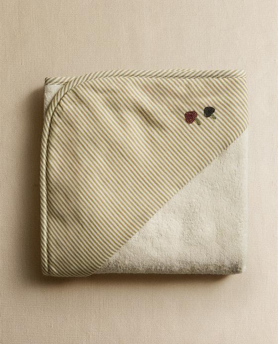 TOALLA BAÑO CAPUCHA BEBÉ GASA RAYAS