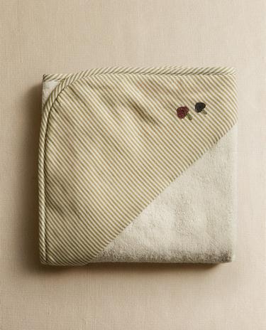 SERVIETTE DE BAIN CAPUCHE BÉBÉ GAZE RAYURES SERVIETTE DE BAIN CAPUCHE BÉBÉ GAZE RAYURES