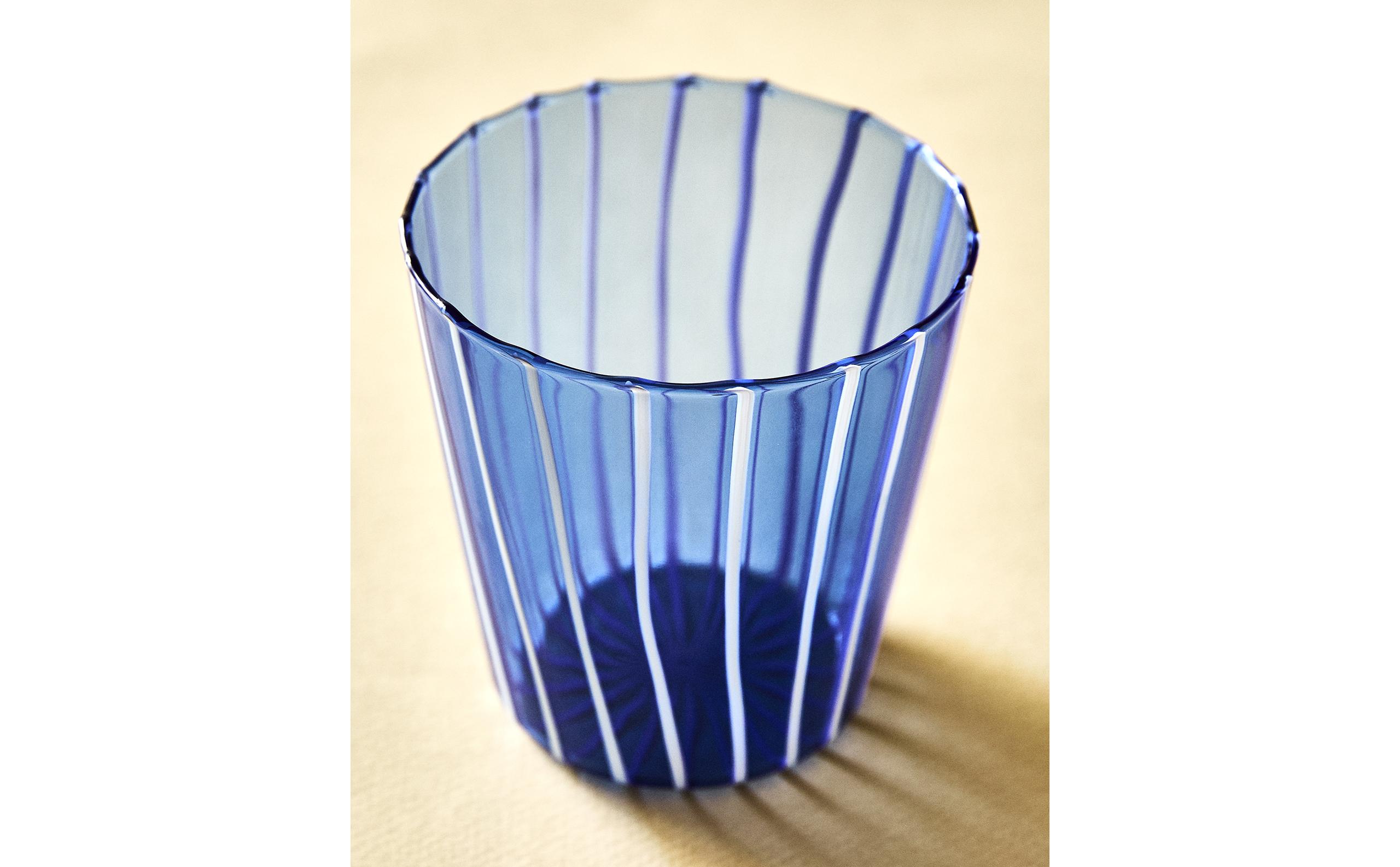 青色ストライプのガラス製器 ストライプ ボロシリケイトガラスコップ | Zara Home 日本/Japan