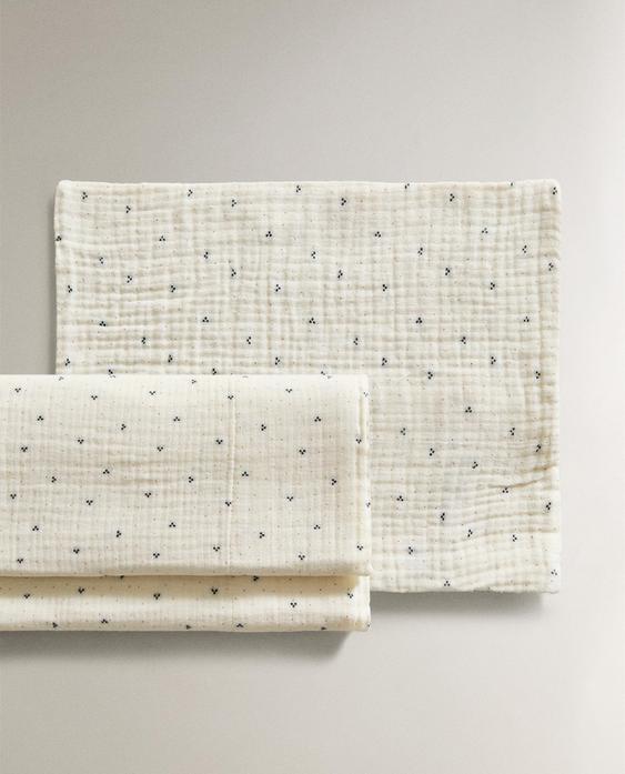 DOTTED COTTON MINI COT SHEET SET