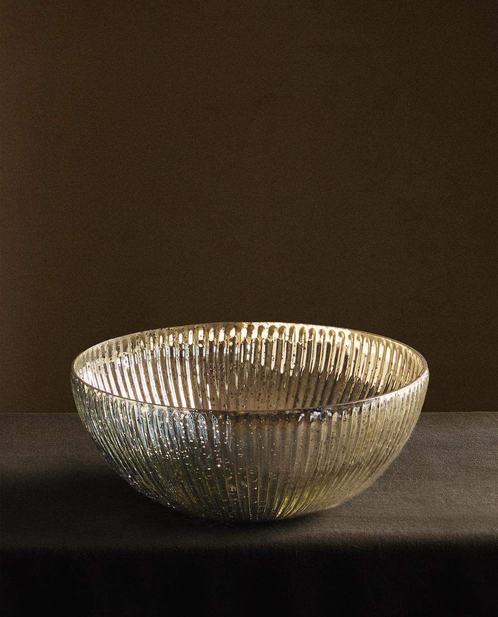 CRACKLED GLASS CHRISTMAS BOWL