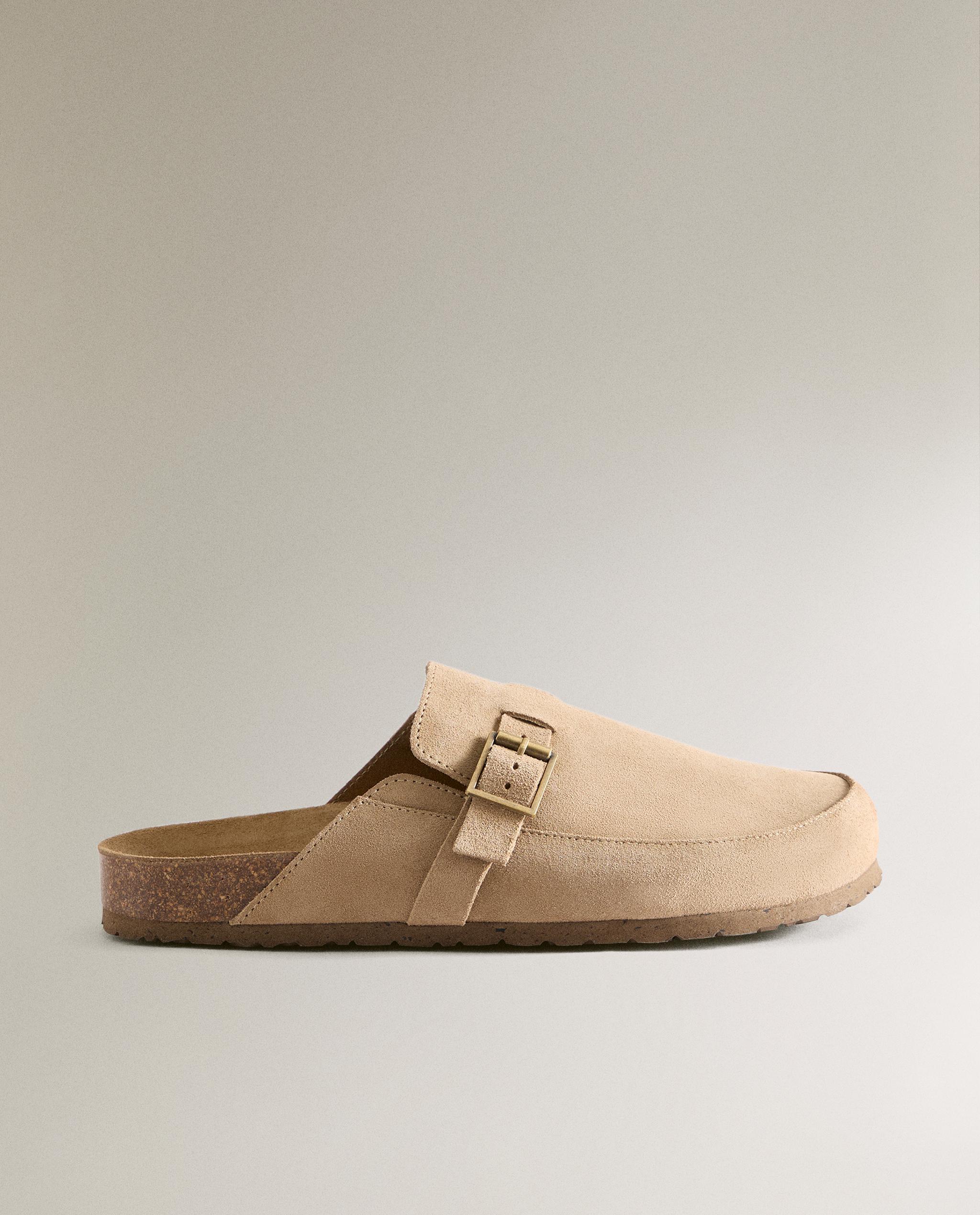 LEATHER MULE CLOG SLIPPERS WITH BUCKLE | Zara Home United States