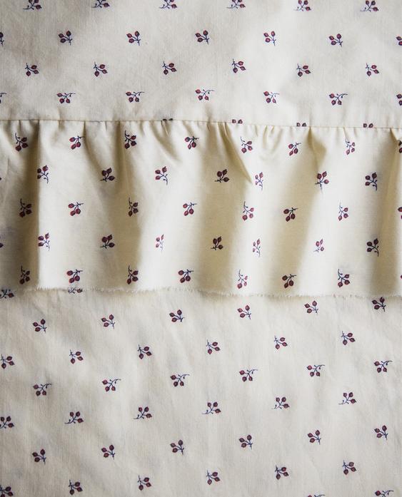 DRAP DE DESSUS ENFANT IMPRIMÉ FLEURS VOLANT