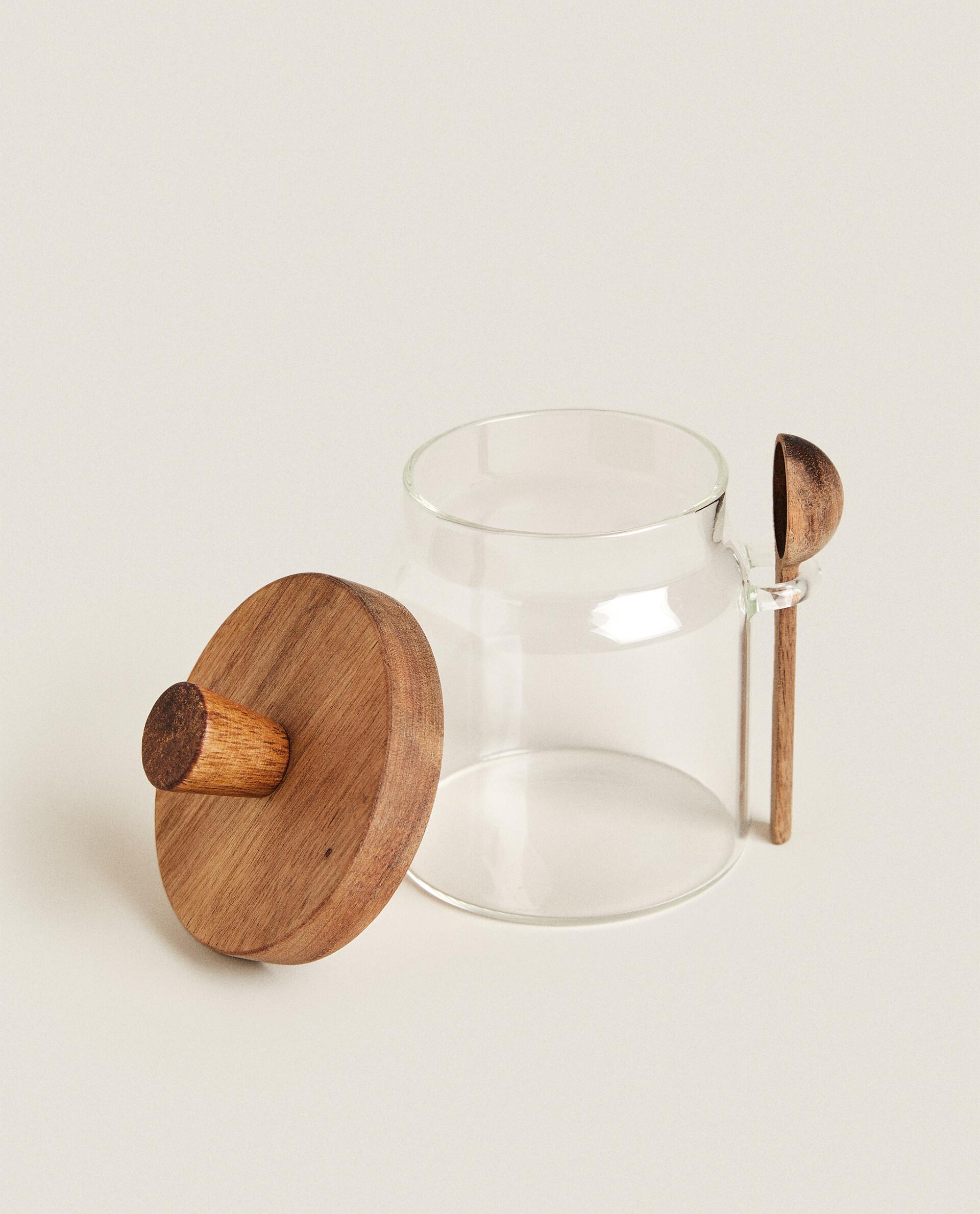 BOROSILICATE GLASS AND WOOD SUGAR BOWL product thumbnail 18