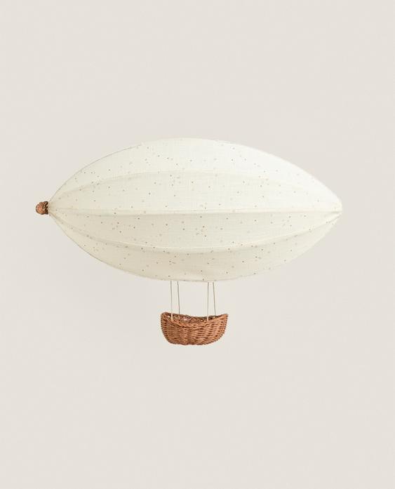Whimsical Children's Zeppelin Ceiling Lampshade - Cotton & Rattan