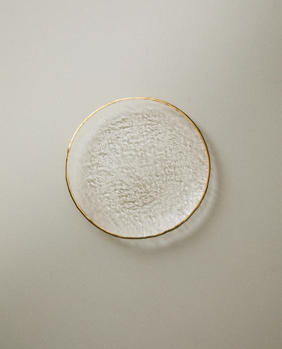 RAISED GLASS SIDE PLATE WITH GOLD RIM