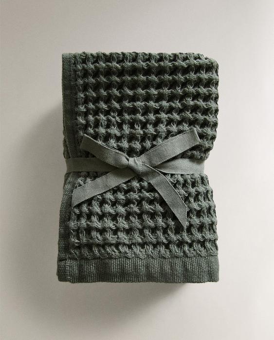 WAFFLE-KNIT COTTON HAND TOWEL (PACK OF 3)