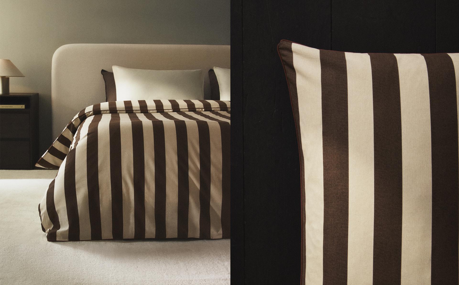 ציפה מכותנה שטופה עם פסים