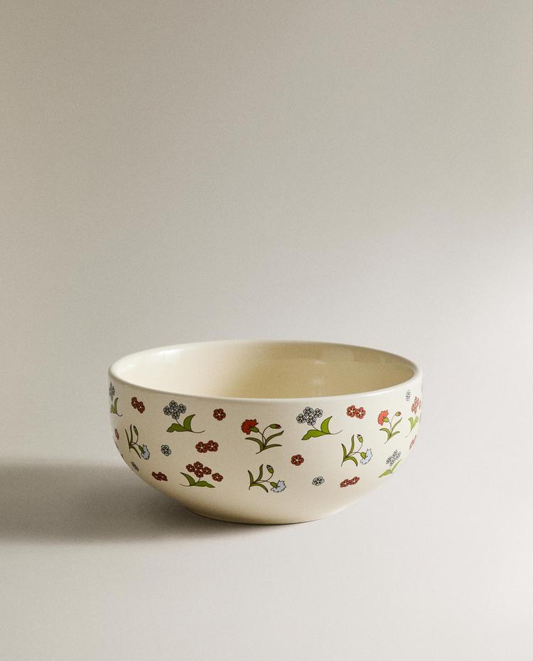 ДЕТСКАЯ КЕРАМИЧЕСКАЯ МИСКА С ЦВЕТОЧНЫМ ПРИНТОМ