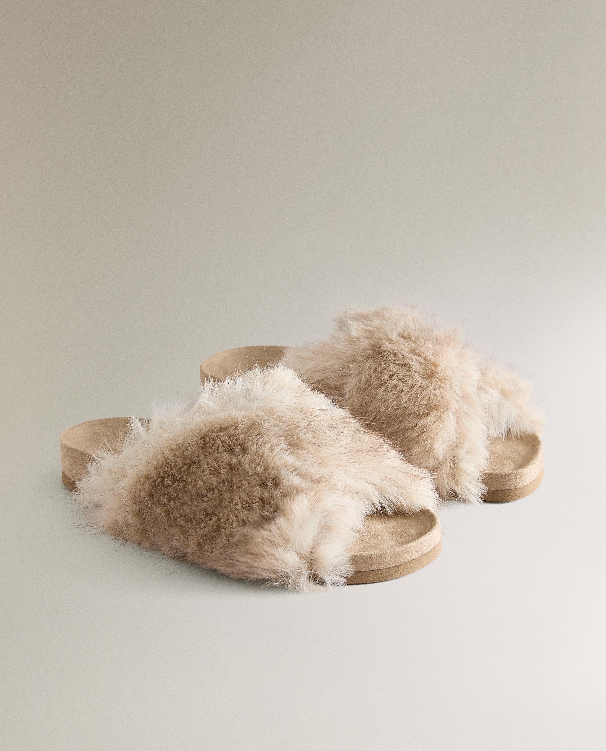 Zara Home Zara Faux Fur Sandals Zara Faux Fur Slippers CROSSOVER
