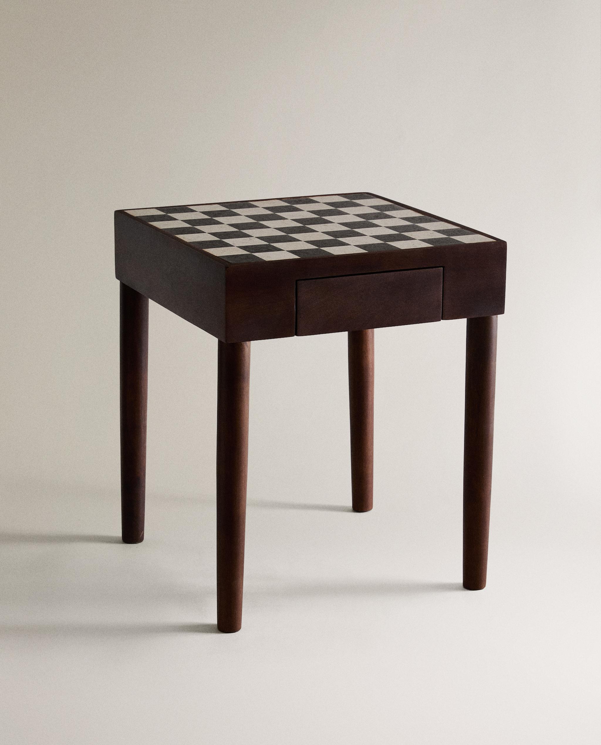TEAK SIDE TABLE WITH MARBLE CHESS TOP | Zara Home 日本/Japan