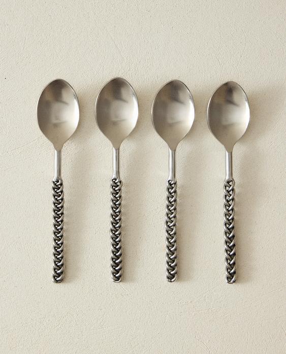 LEPELTJES MET METALEN GEVLOCHTEN HEFT (4-PACK) LEPELTJES MET METALEN GEVLOCHTEN HEFT (4-PACK)