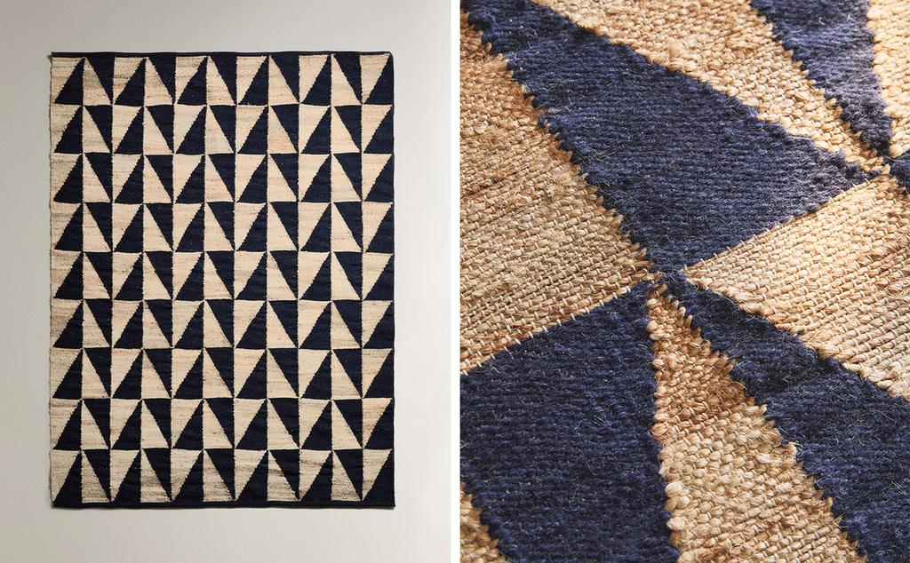 JUTE WOOL RUG WITH GEOMETRIC DESIGN