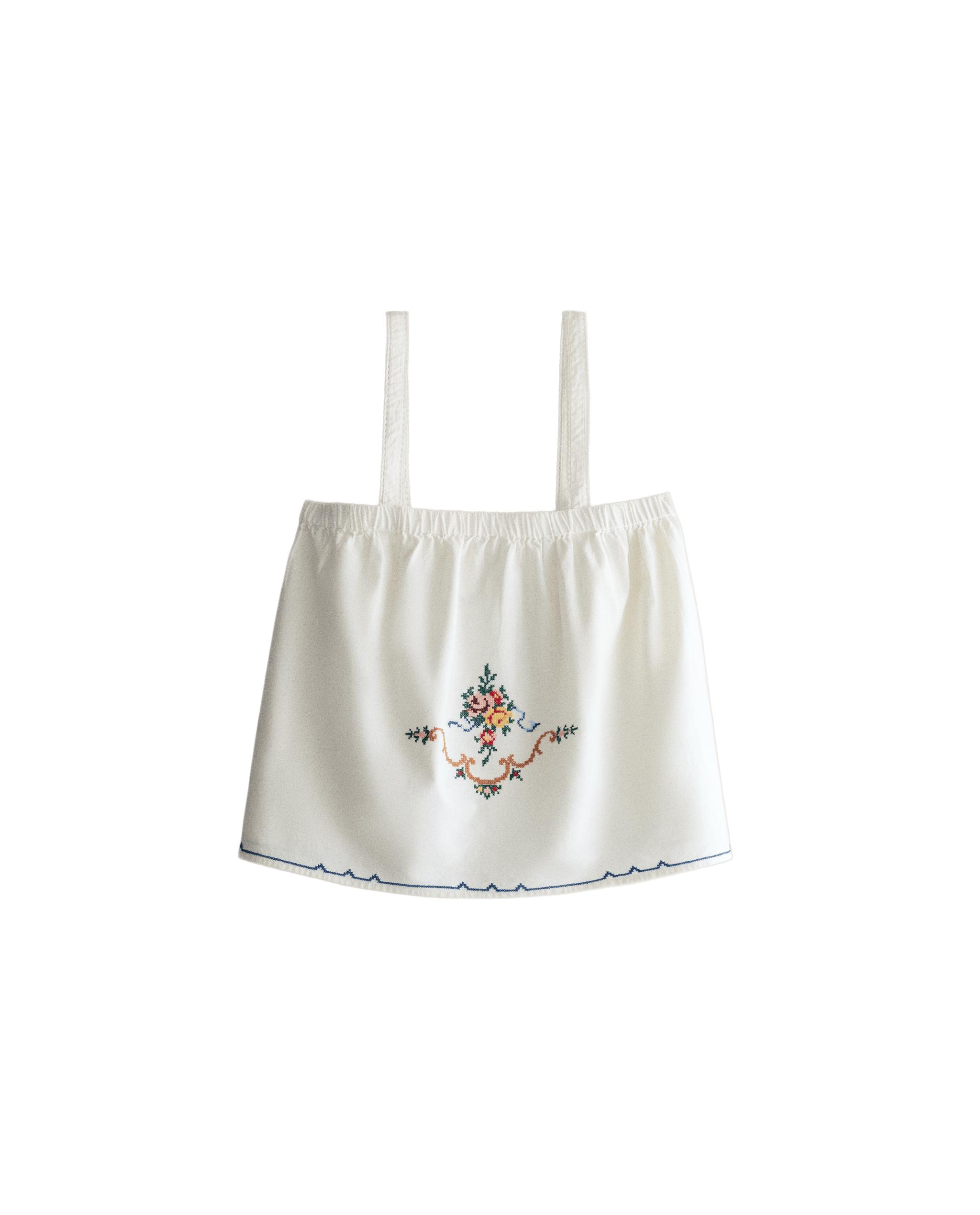 EMBROIDERED LINEN-COTTON BLEND TOP product thumbnail 7