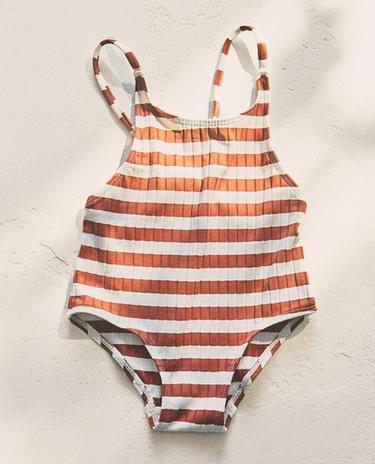 KIDS' STRIPED BEACH SWIMSUIT