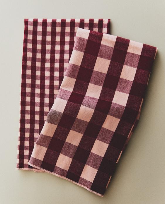 PACK OF LARGE CHECK COTTON TEA TOWELS (PACK OF 2) PACK OF LARGE CHECK COTTON TEA TOWELS (PACK OF 2)