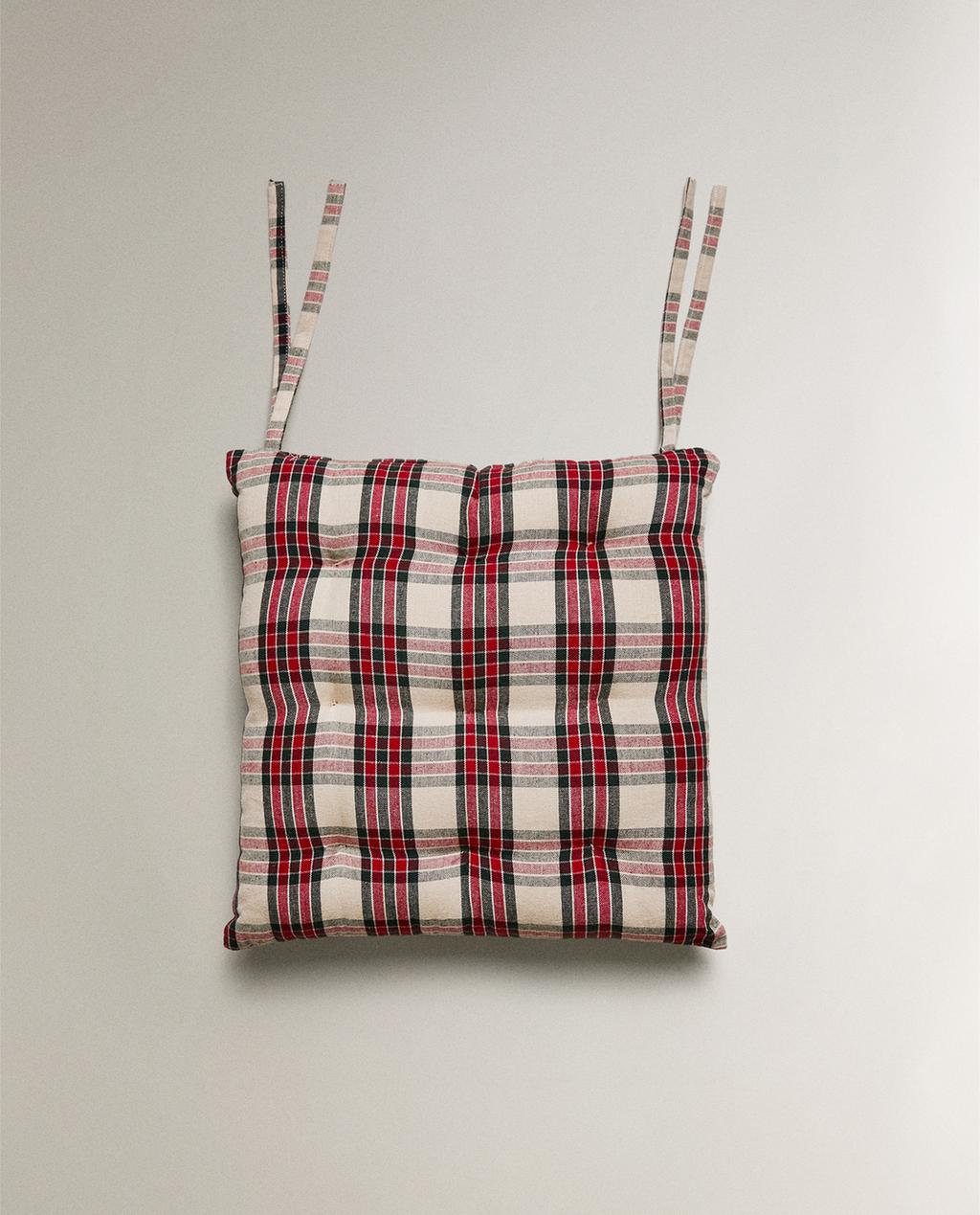 CHRISTMAS CHECK SEAT CUSHION