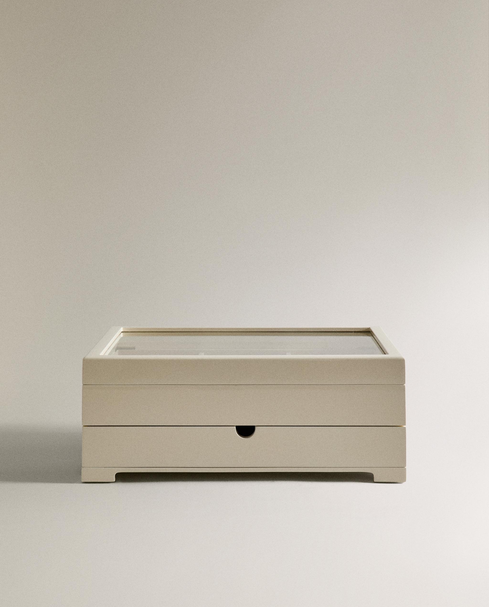 LARGE LACQUERED JEWELLERY BOX WITH LID AND DRAWER