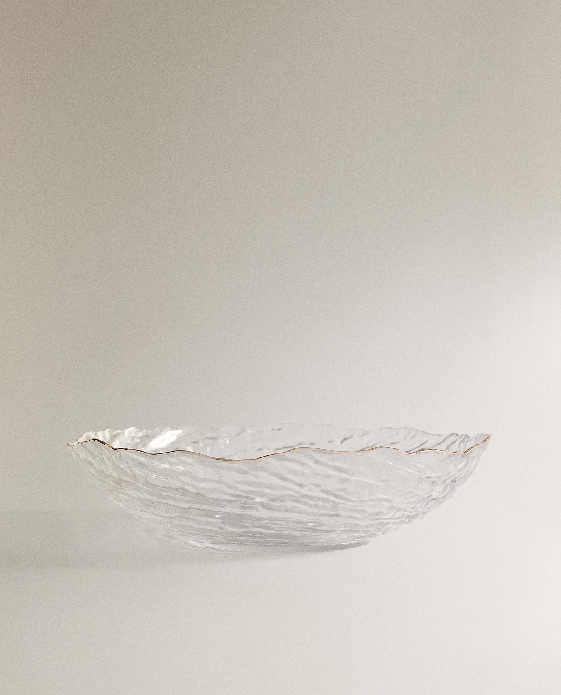 GLASS SALAD BOWL WITH GOLD RIM product thumbnail 4