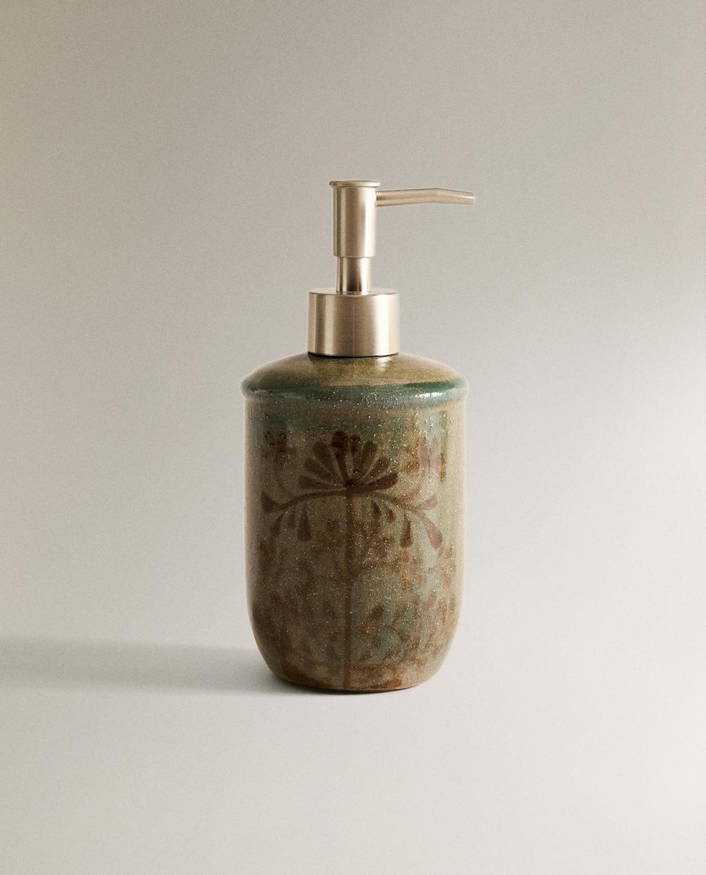 FLORAL CERAMIC SOAP DISPENSER