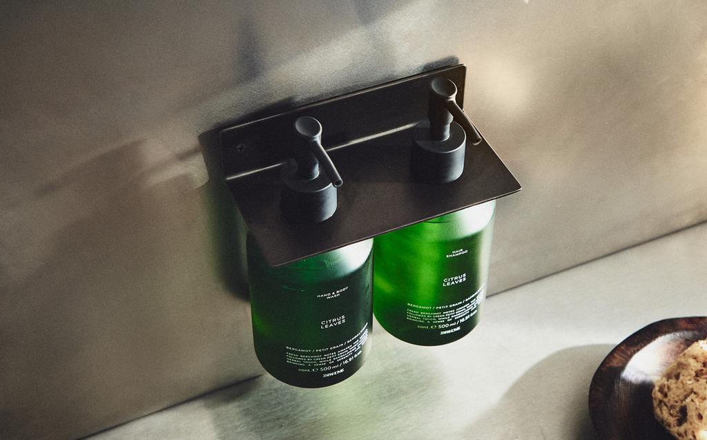 SUPORTE DE PAREDE PORTA-SABONETE LÍQUIDO PRETO