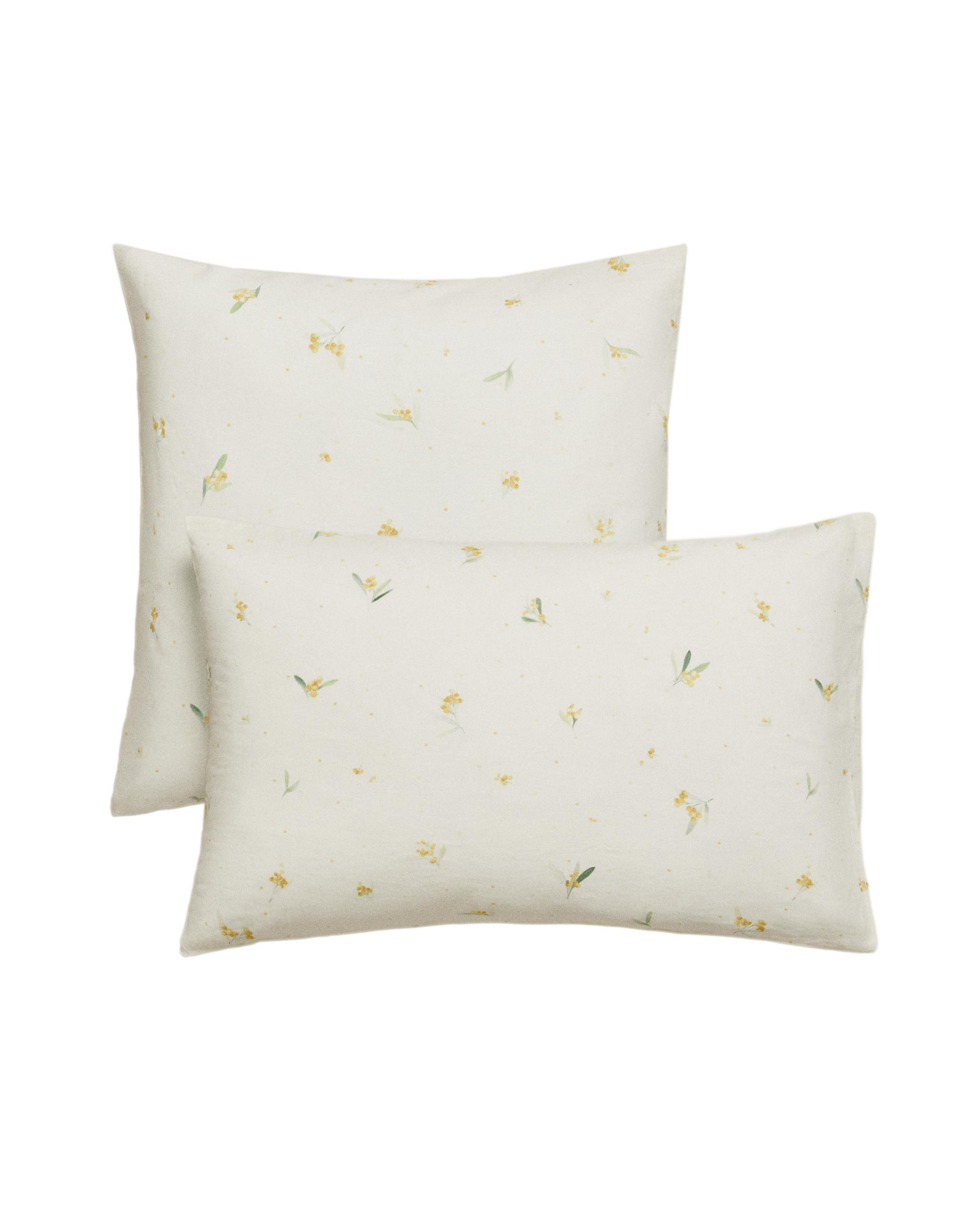 ZARA ミモザ柄デュペカバー&ピローケース リネンコットン ミモザ ピローケース | Zara Home 日本/Japan