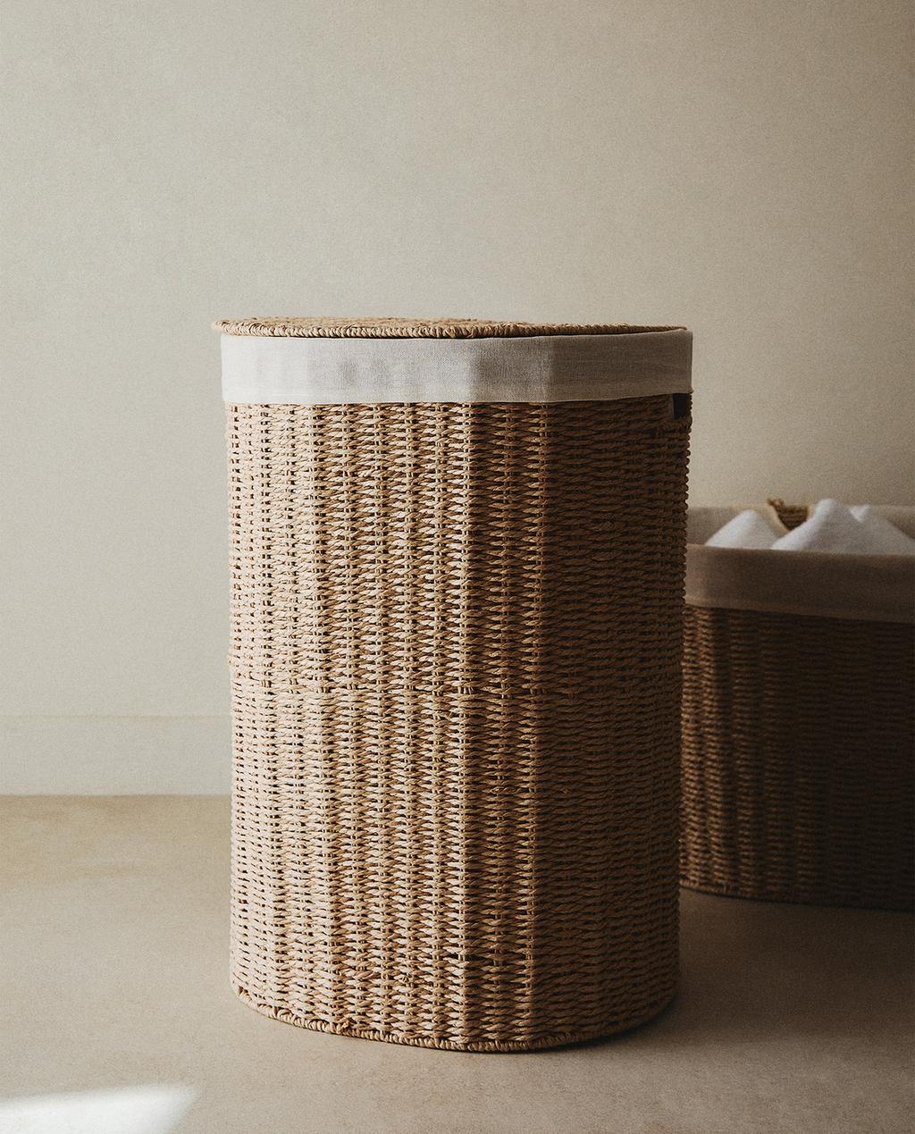 PANIER À LINGE AVEC TISSU INTÉRIEUR