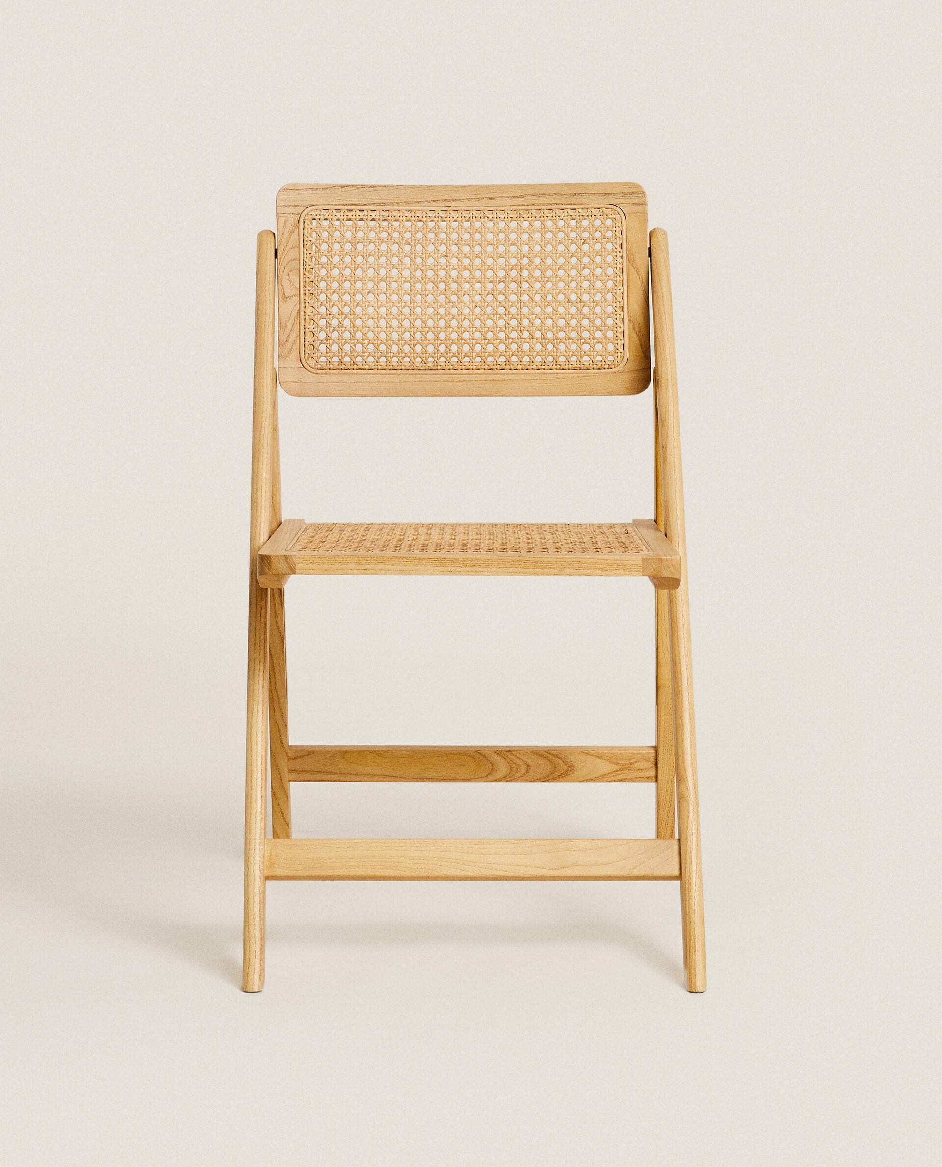 ZARA HOME 折りたたみ式 ラタン風デスクチェア 木製＆ラタン 折りたたみイス | Zara Home 日本/Japan