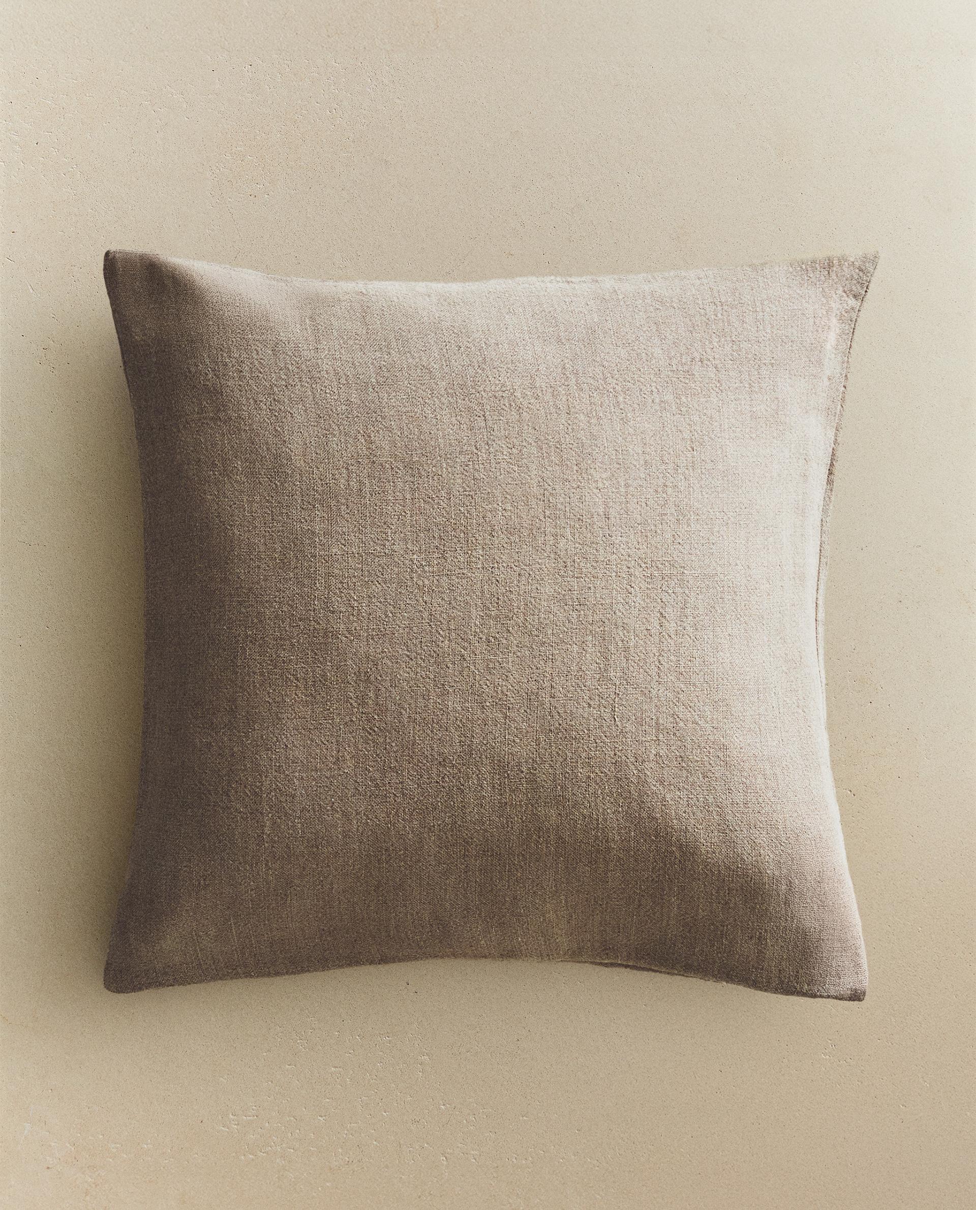 PLAIN WASHED LINEN QUILTED CUSHION COVER product thumbnail 2