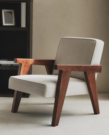 ZARA HOME BY BLASCO UPHOLSTERED WALNUT ACCENT CHAIR