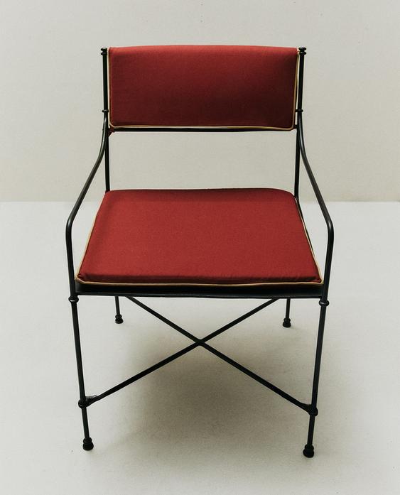 WROUGHT IRON ACCENT CHAIR WITH CUSHIONS