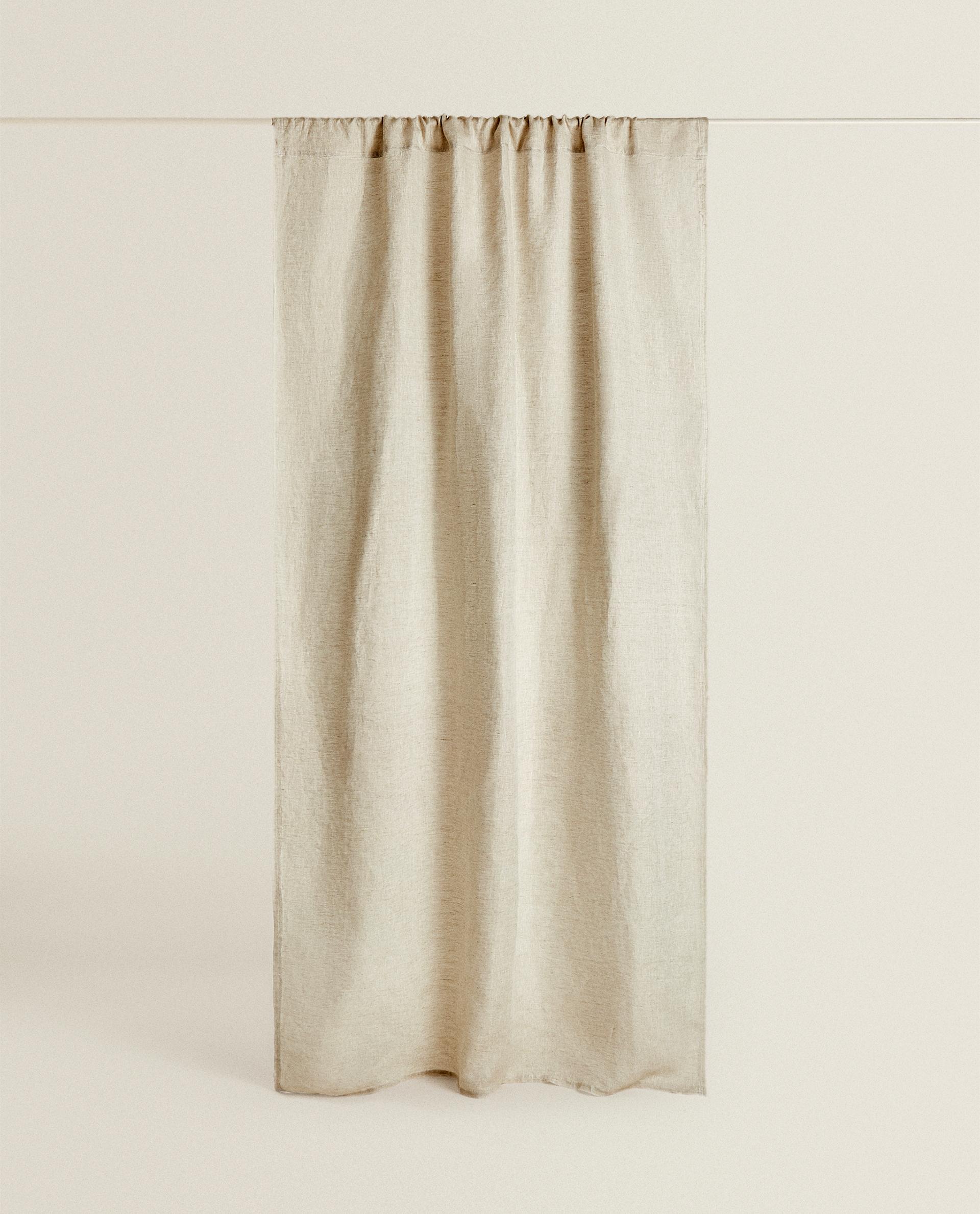 ZARA HOME リネン カーテン135x270 cm 2枚セット ウォッシュドリネン カーテン 不透明度：中 - ホワイト | ZARA