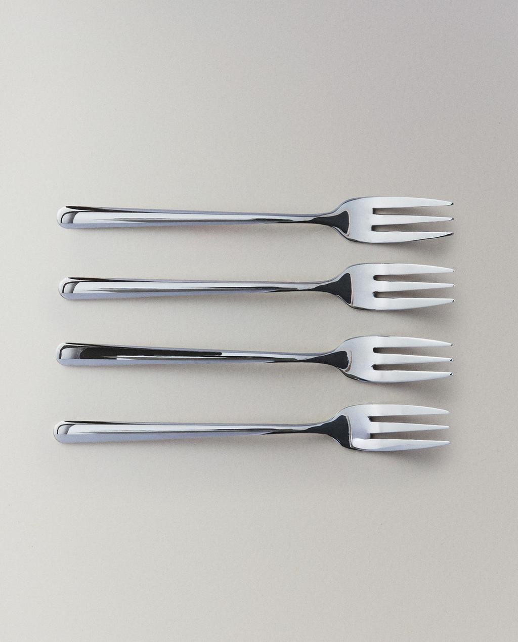 Pack of shiny steel dessert forks (pack of 4)