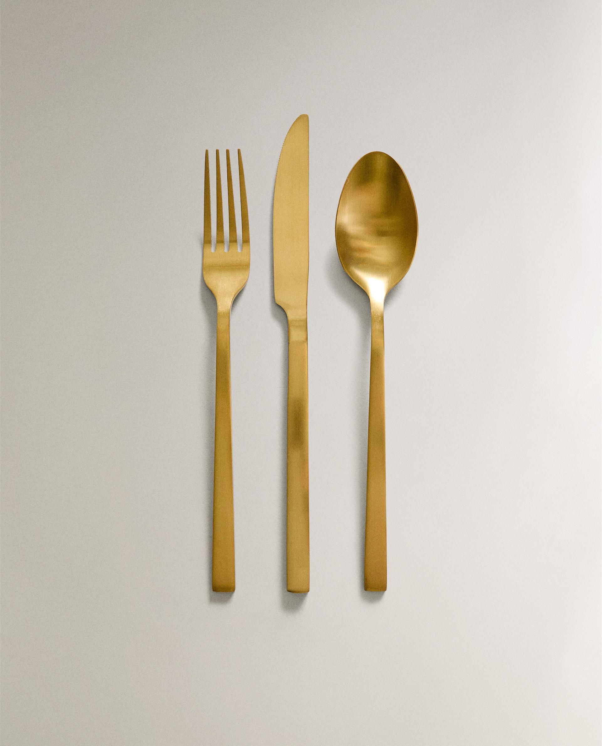 3-PIECE GOLDEN STEEL CUTLERY SET