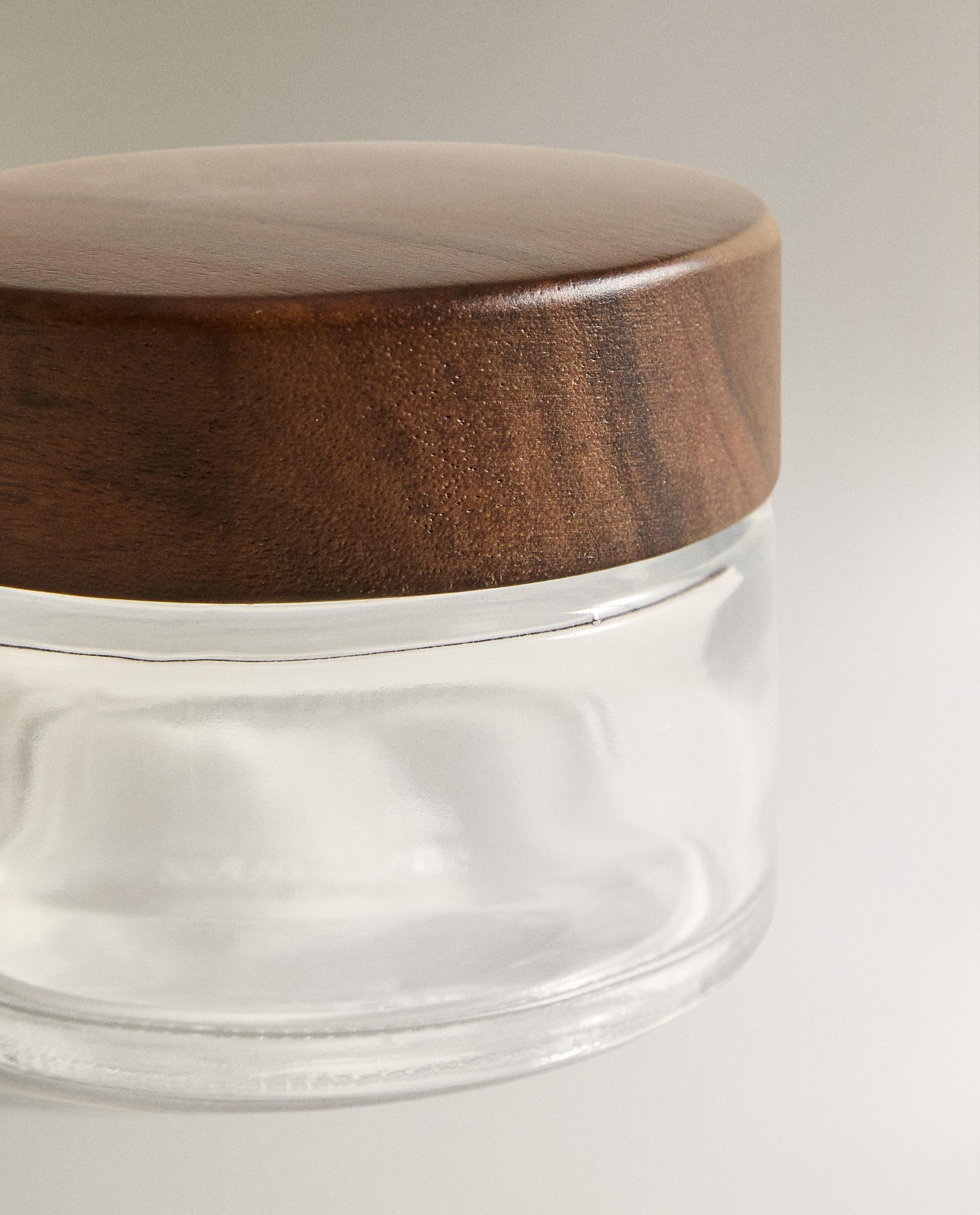 GLASS AND WOOD BATHROOM ORGANISER JAR product thumbnail 6