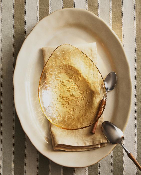 LARGE FLORAL GLASS BOWL