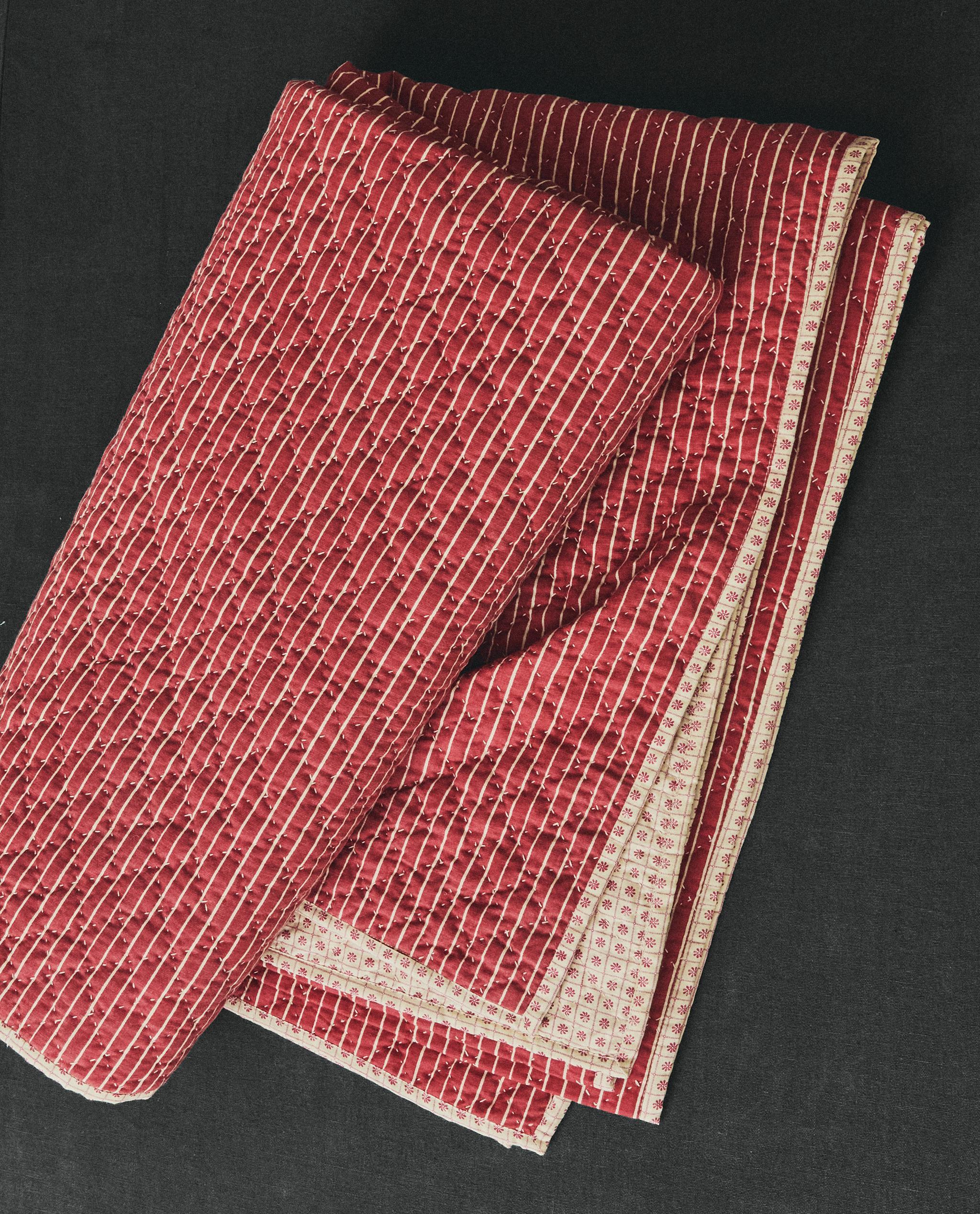 STRIPED AND FLORAL COTTON QUILTED BEDSPREAD | KATHARINE POLE product thumbnail 12