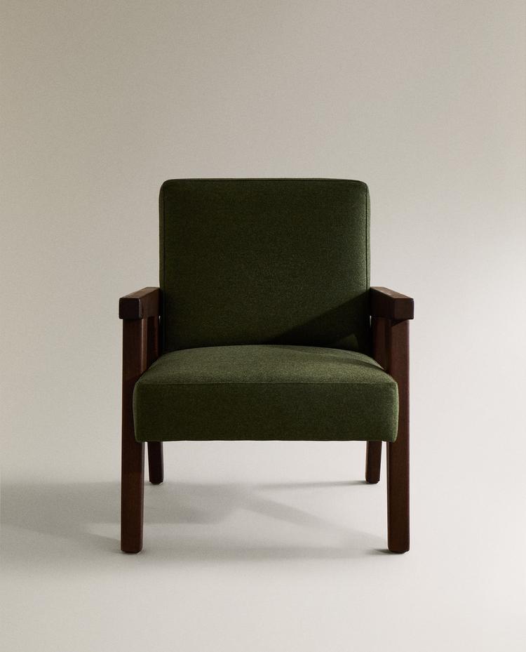 ZARA HOME BY BLASCO UPHOLSTERED WALNUT ARMCHAIR