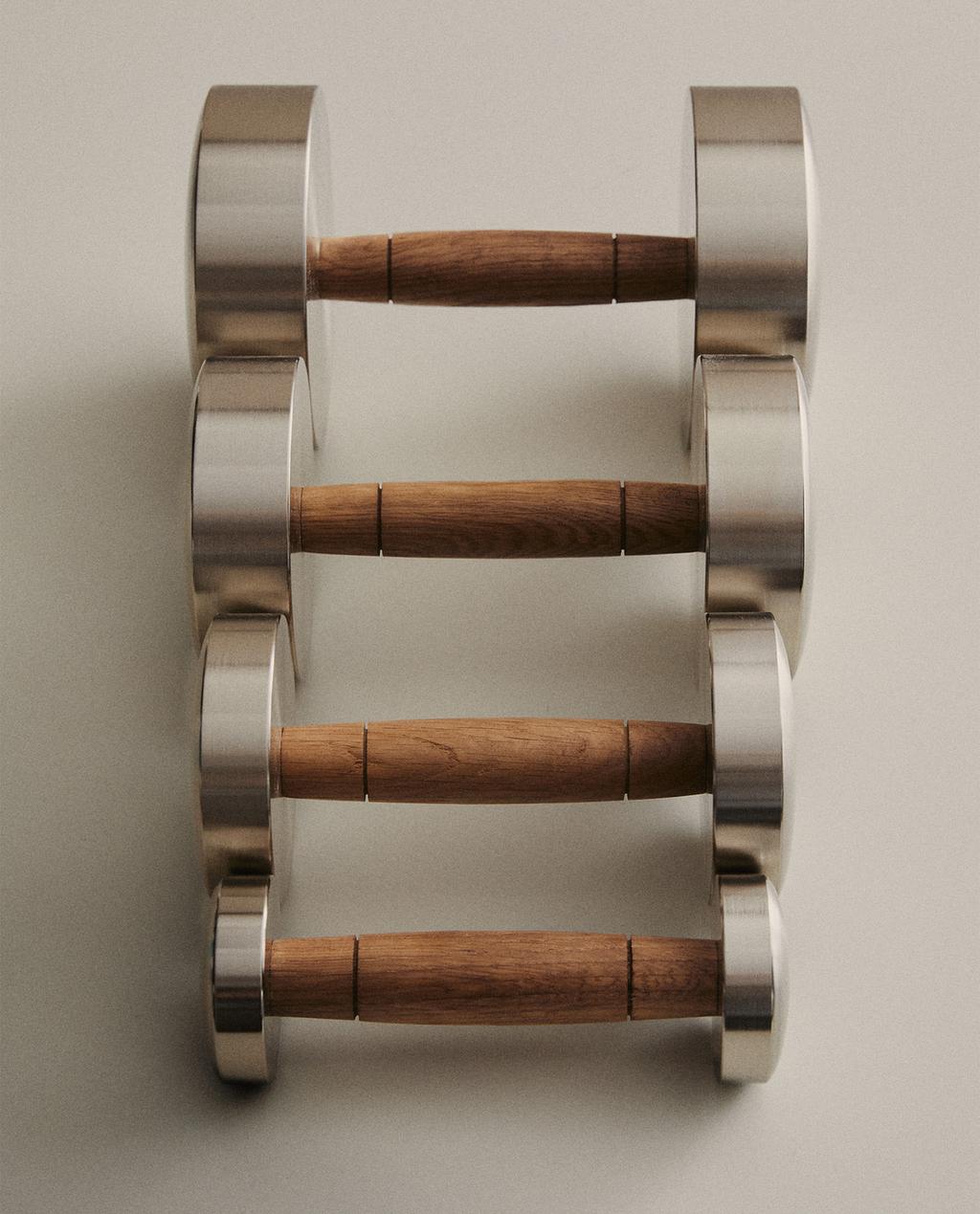 OAK WOOD AND STEEL DUMBBELL