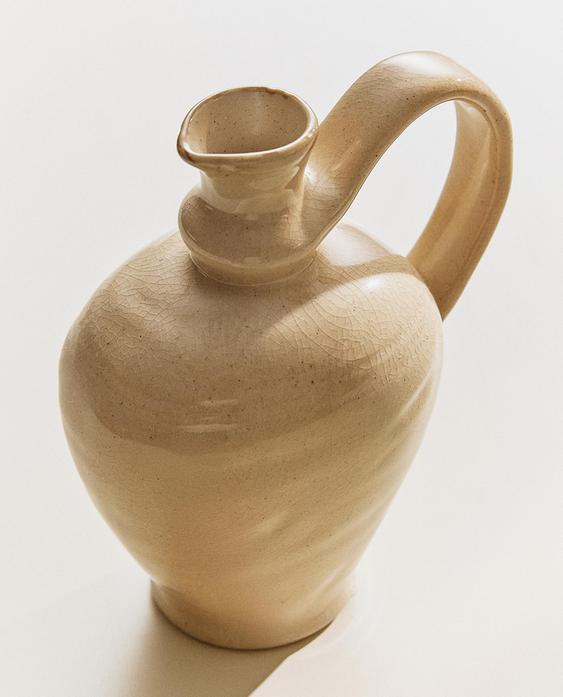 STONEWARE CRUET WITH HANDLE