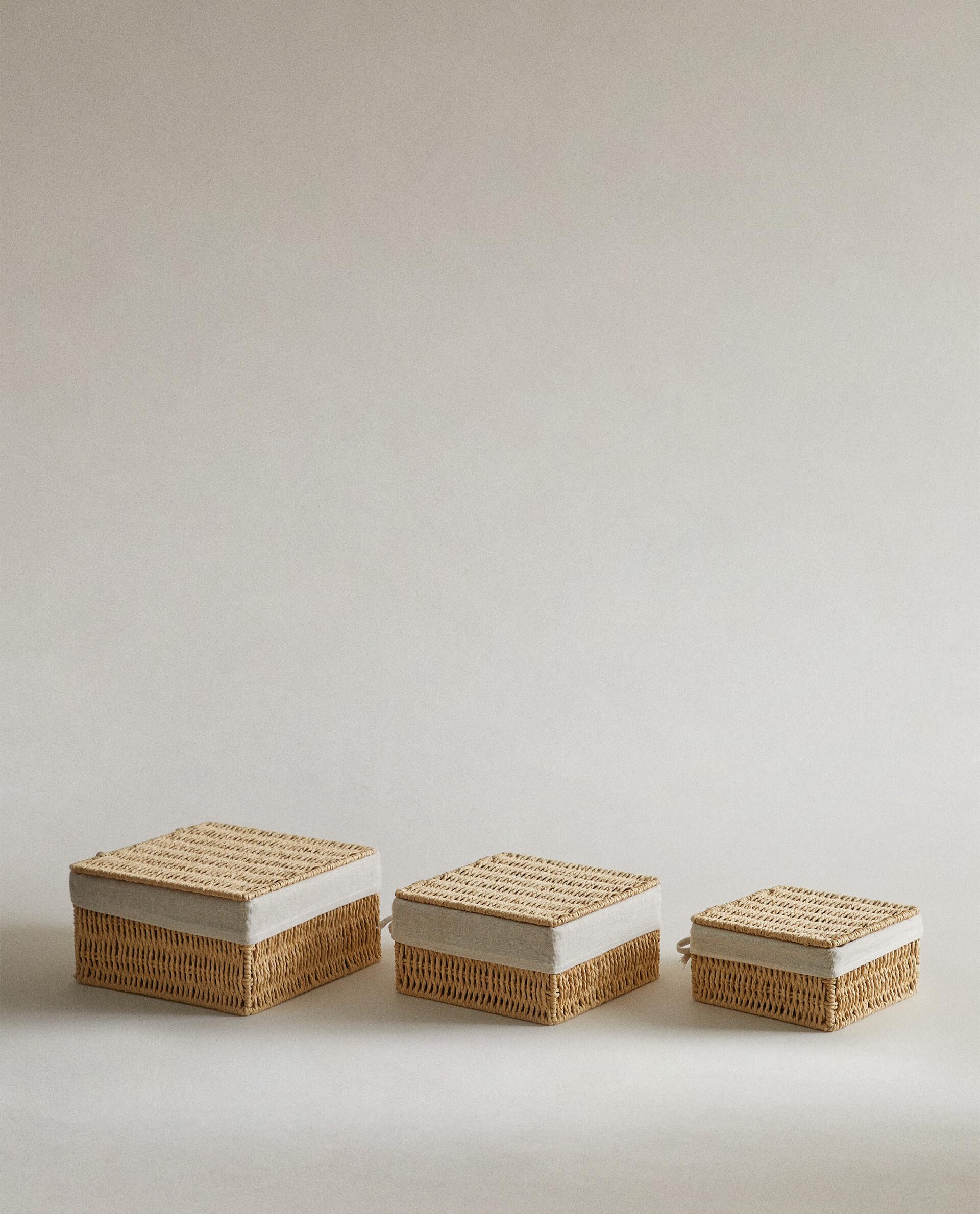 コットンライナー付きフタ付きバスケット | Zara Home 日本/Japan