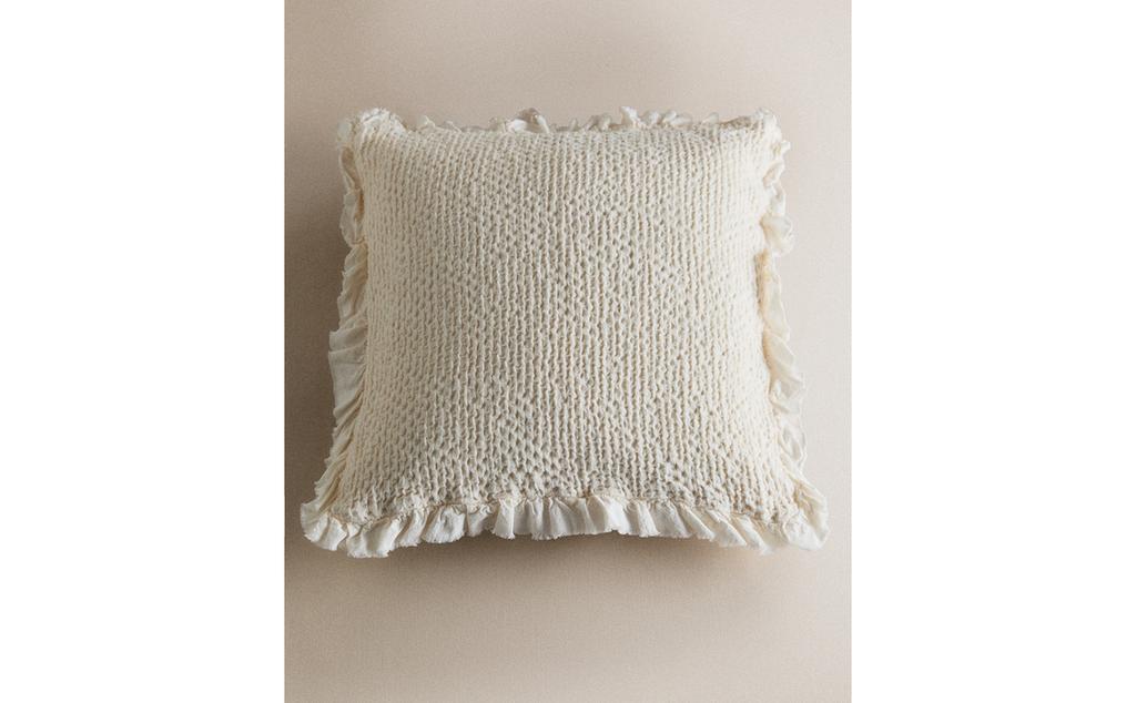 غلاف وسادة للأطفال بملمس وافل صغير مع شريط حافة بكشكش غلاف وسادة للأطفال بملمس وافل صغير مع شريط حافة بكشكش