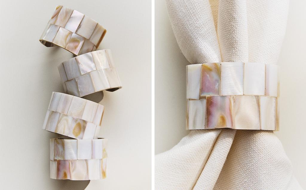 PACK OF MOTHER-OF-PEARL NAPKIN RINGS (PACK OF 4)