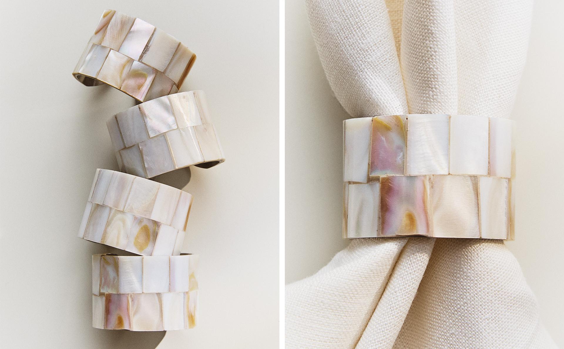 PACK OF MOTHER-OF-PEARL NAPKIN RINGS (PACK OF 4) PACK OF MOTHER-OF-PEARL NAPKIN RINGS (PACK OF 4)