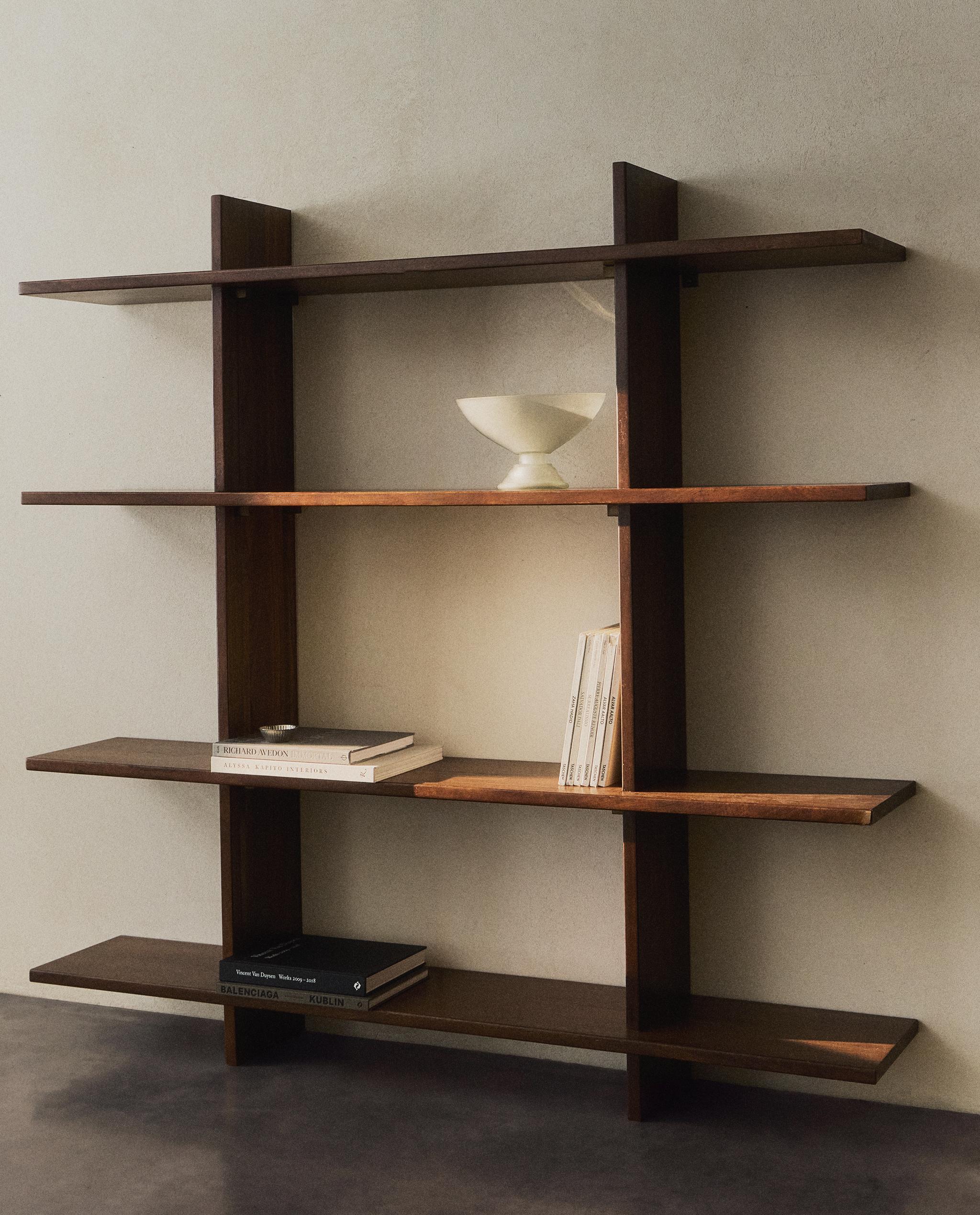OPEN WOOD, STEEL AND SUEDE SHELVING UNIT | Zara Home Monaco