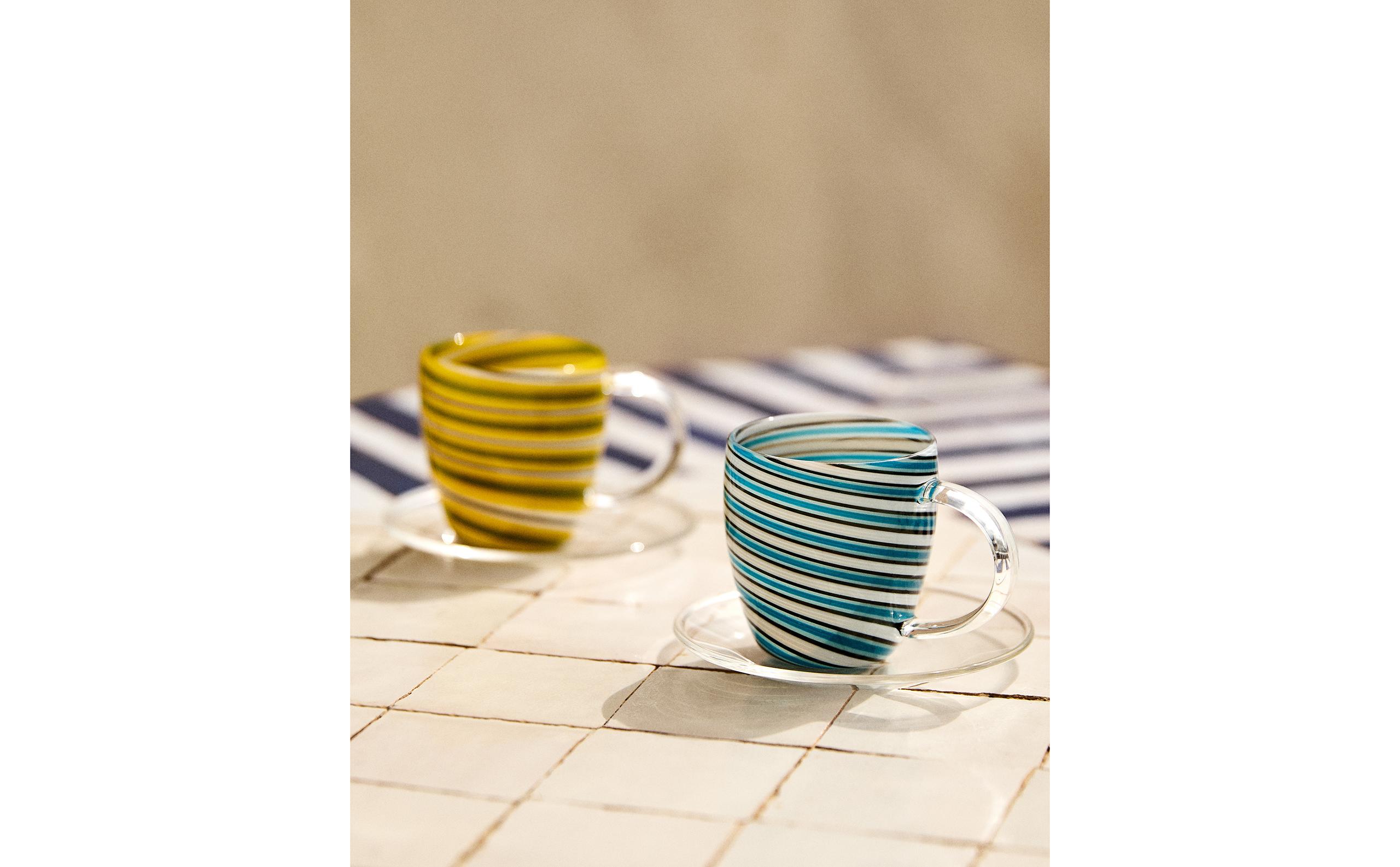 SPIRAL BOROSILICATE MUG AND SAUCER